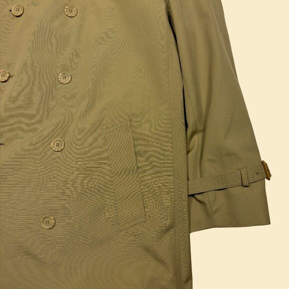 1970s Oleg Cassini trench coat jacket, size 42 L vintage faux-fur lined coat - Picture 5 of 10